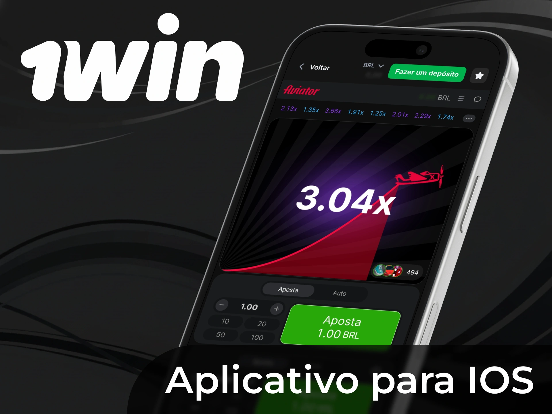 Para jogar em dispositivos da Apple, basta abrir a vers&atilde;o m&oacute;vel no Safari e pode desfrutar de todas as funcionalidades do 1Win Aviator.