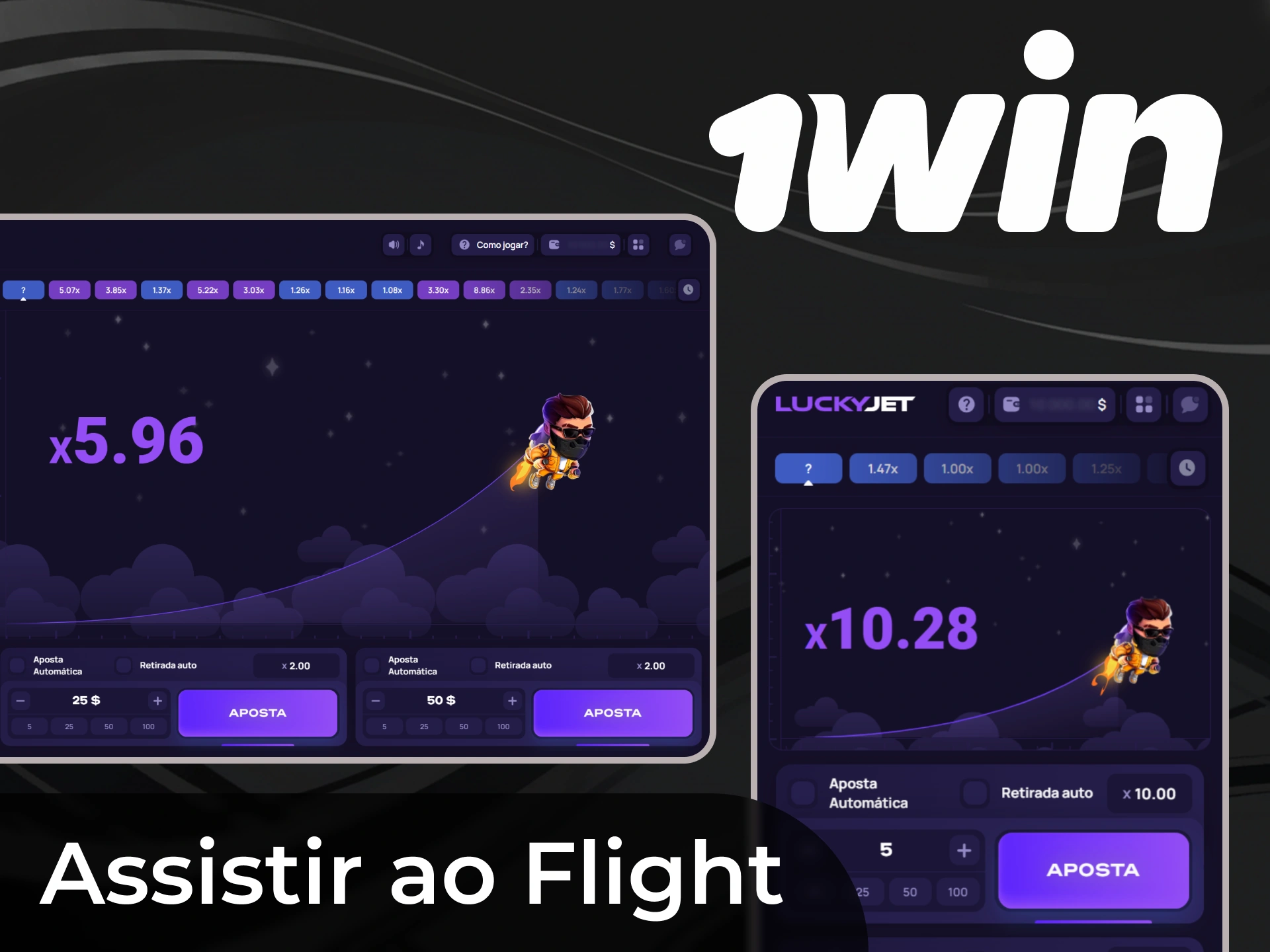 Come&ccedil;a o teu voo da sorte na sec&ccedil;&atilde;o Lucky Jet da aplica&ccedil;&atilde;o ou no site 1Win.