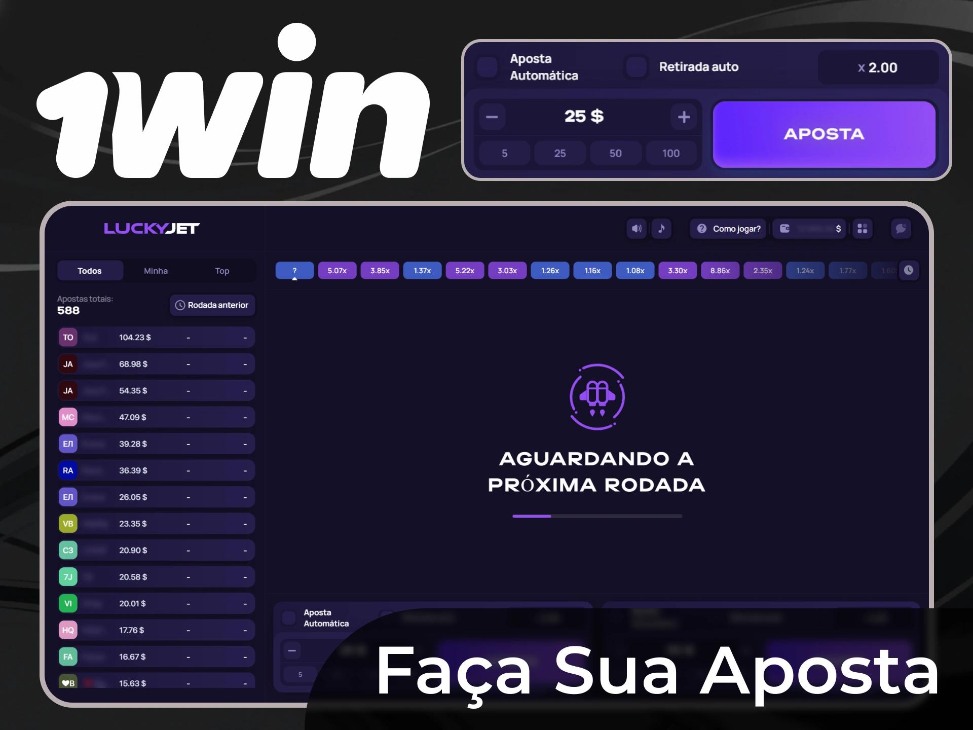 Comece a jogar em grande, crie uma conta e ganhe dinheiro real no jogo Jogue Lucky da 1Win.