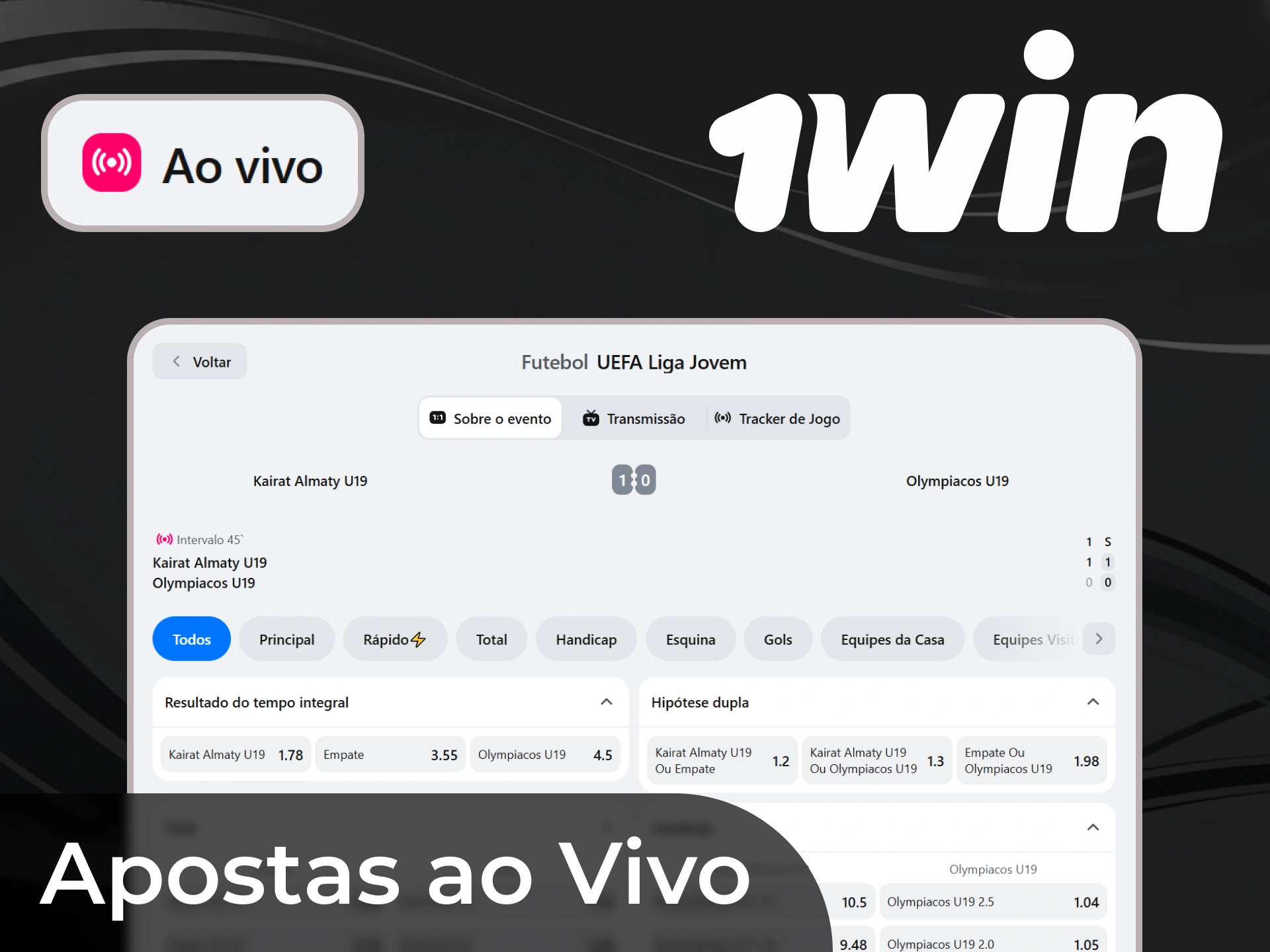 Assista a partidas ao vivo no 1win e fa&ccedil;a suas apostas no modo ao vivo.