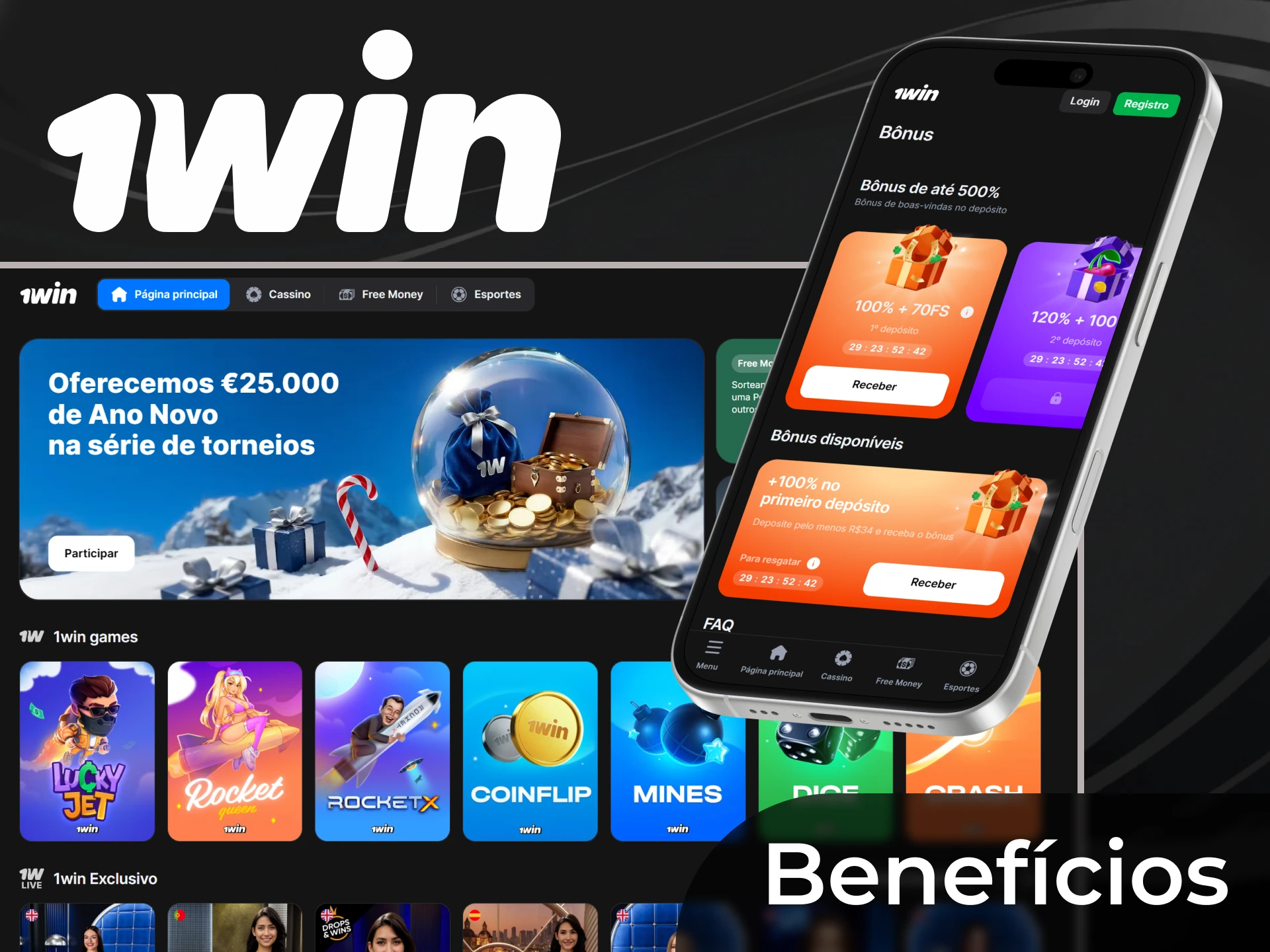 Saiba mais sobre as vantagens da 1win, incluindo torneios com pr&ecirc;mios em dinheiro e um b&ocirc;nus de boas-vindas.