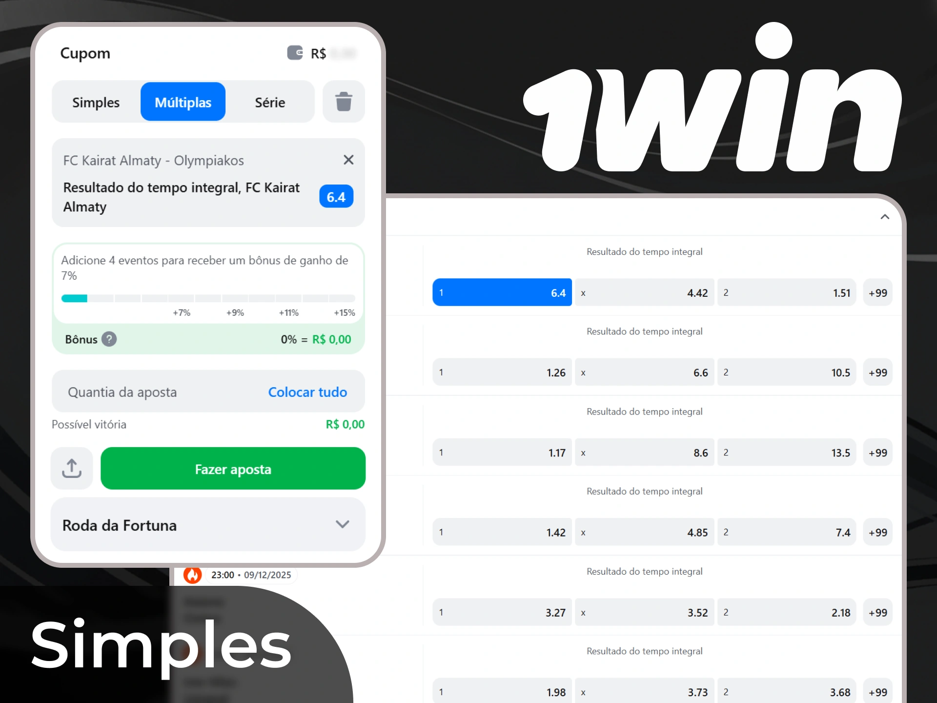 Fa&ccedil;a apostas simples se voc&ecirc; &eacute; novo a apostar a 1win.