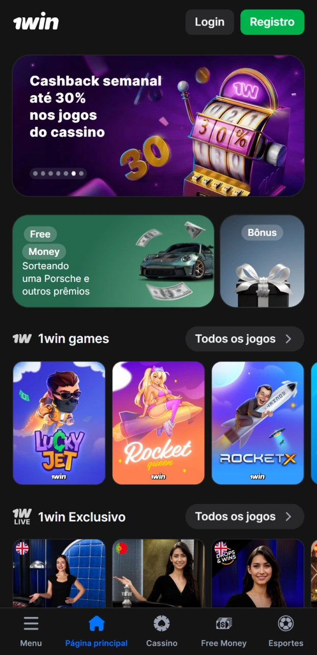 Abra o site oficial 1win e clique no bot&atilde;o verde.