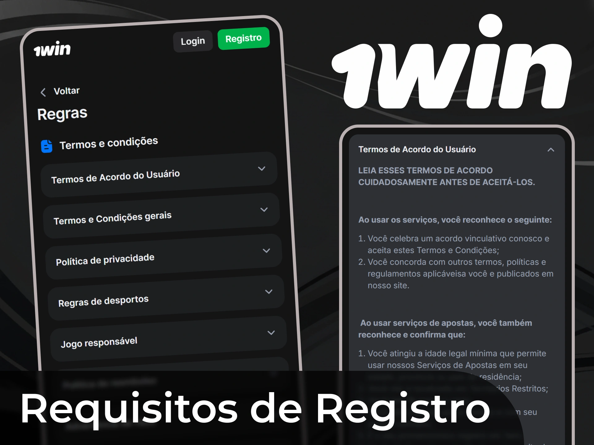 Voc&ecirc; deve ter mais de 18 anos de idade para se registrar no 1win.