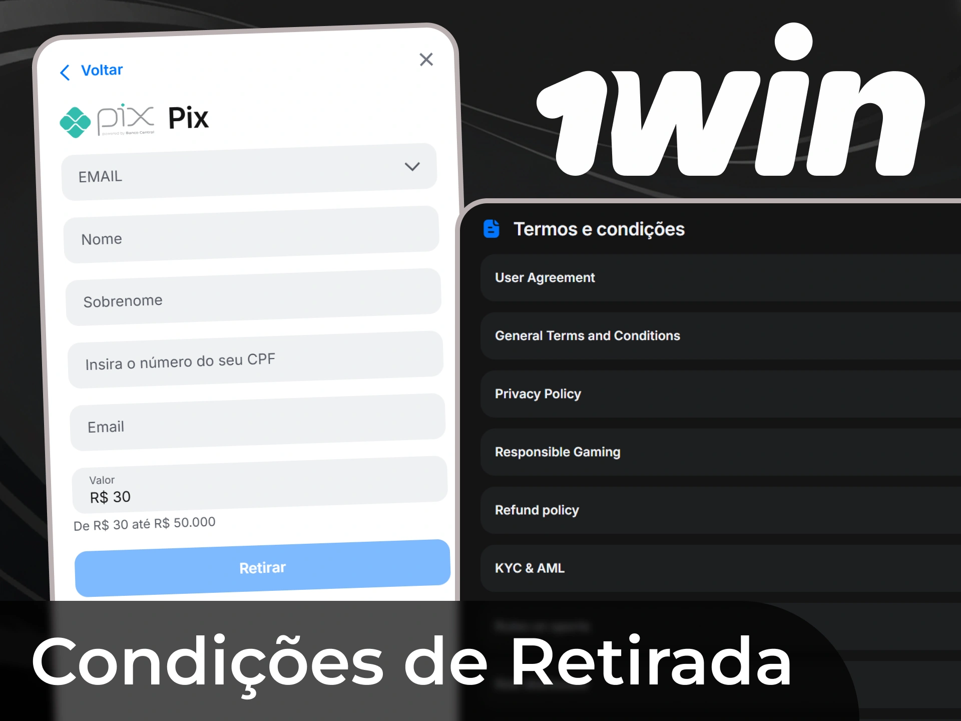 Para retirar fundos, voc&ecirc; deve preencher todas as condi&ccedil;&otilde;es necess&aacute;rias de 1win.
