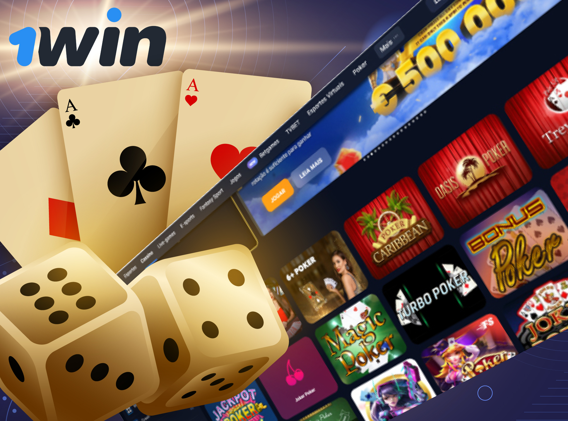 Jogue diferentes tipos de pôquer on-line ou no aplicativo 1win.