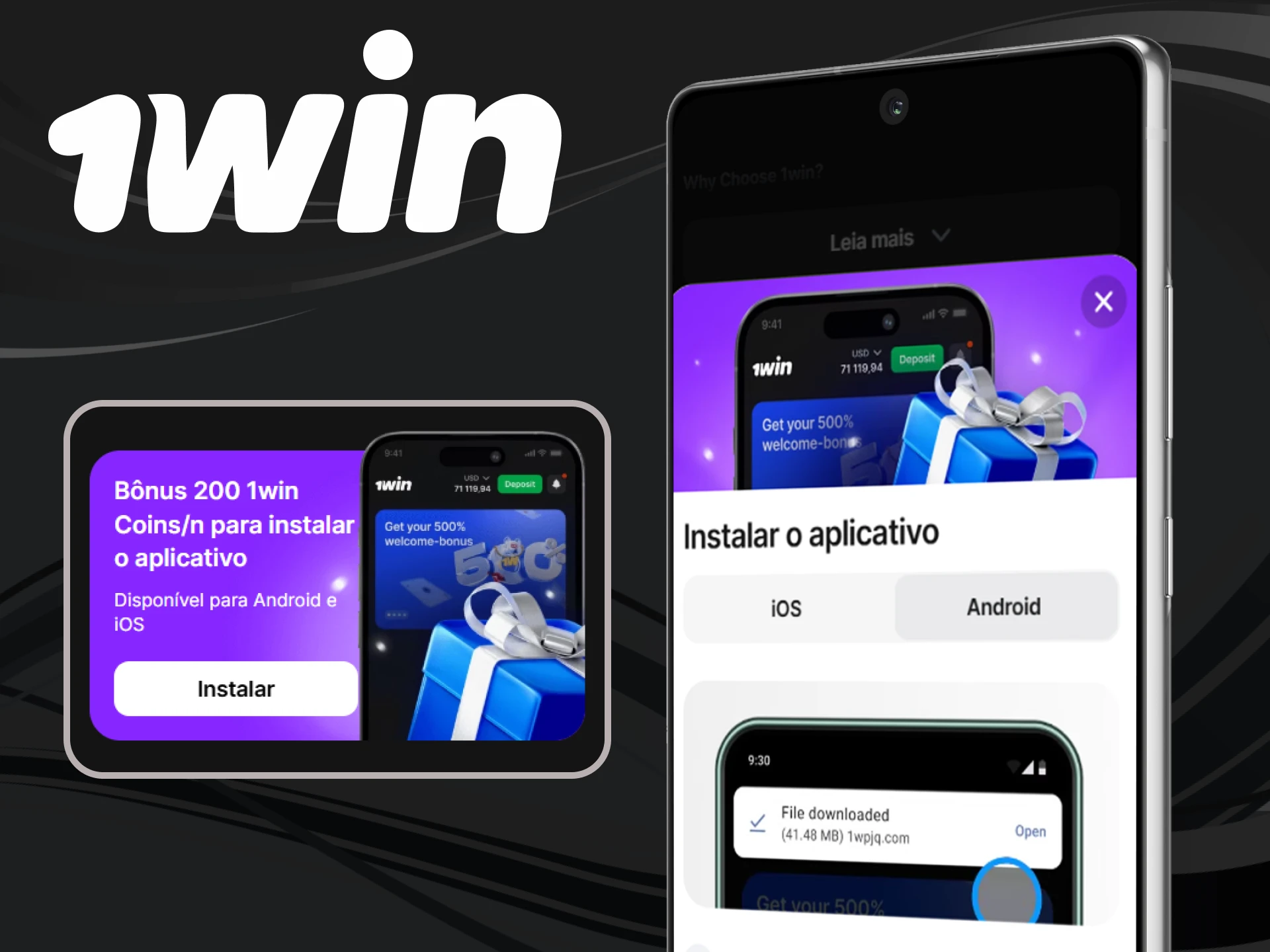 1win tem um aplicativo prático para dispositivos Android.