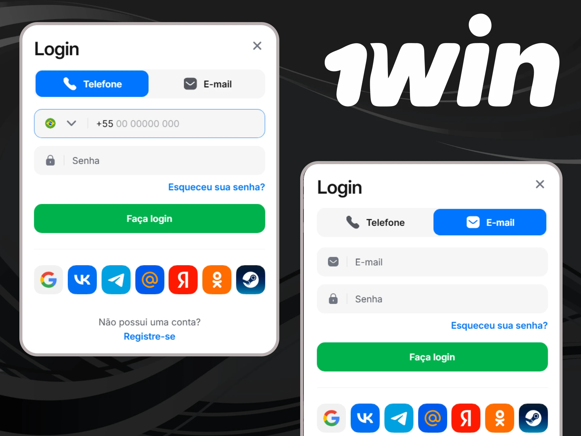 Use seu nome de usuário e senha para fazer o login em sua conta 1win.