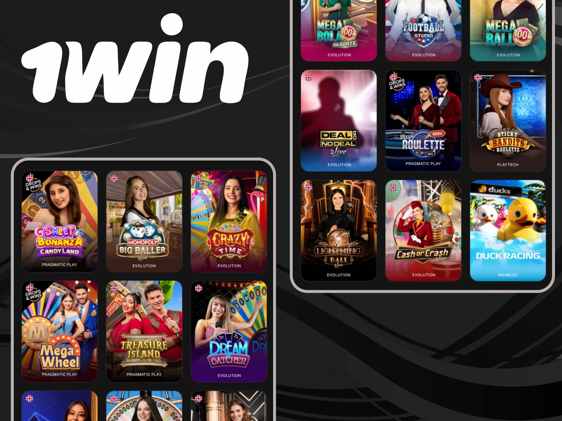 Você também pode jogar jogos de TV no aplicativo 1win.