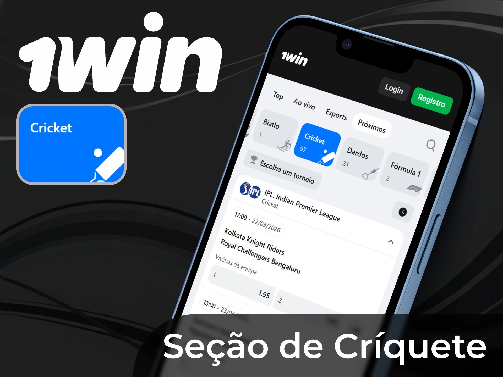 Aposta em partidas de críquete na aplicação 1win.