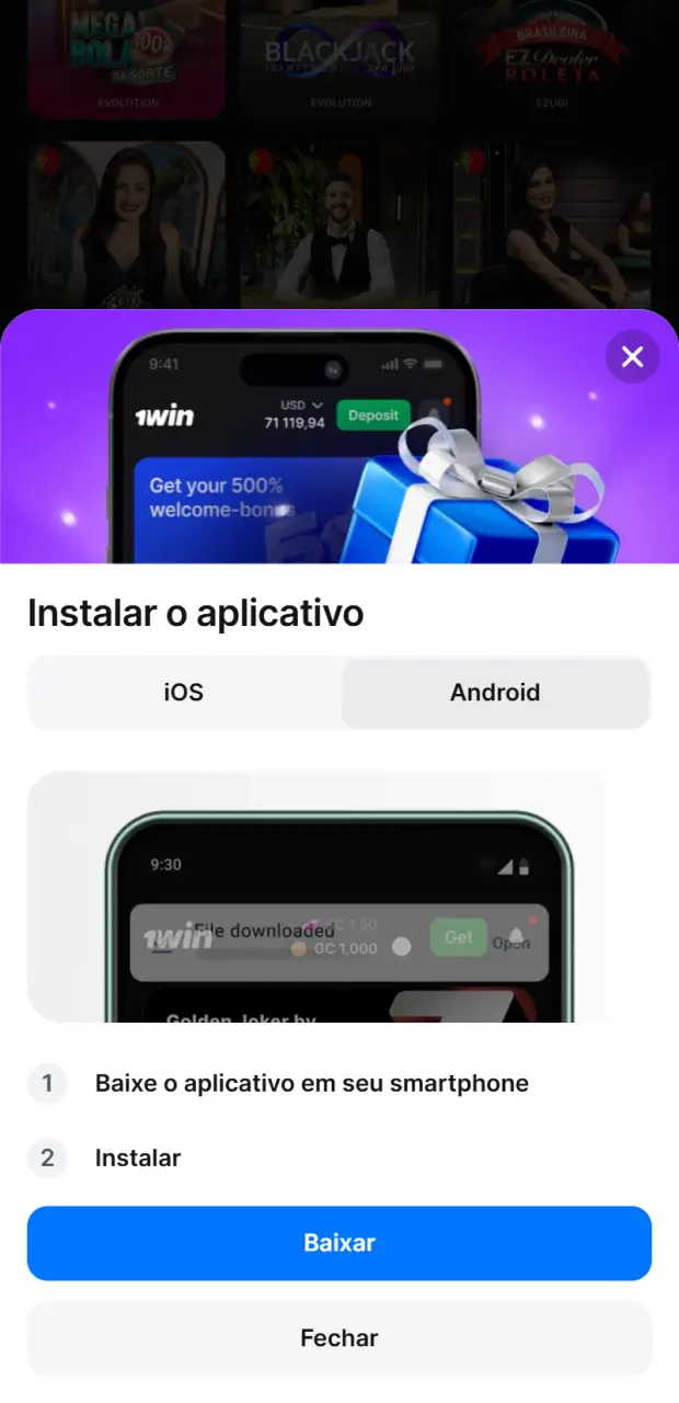 Aguarde que o arquivo seja baixado para seu telefone.